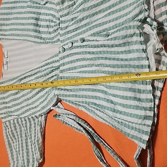 SPRING BOHO Lovers +FRIENDS Striped Green and White Romper, - Picture 11 of 14